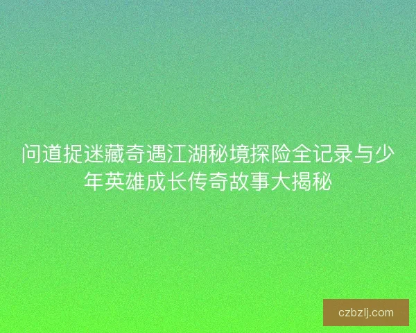问道捉迷藏奇遇江湖秘境探险全记录与少年英雄成长传奇故事大揭秘
